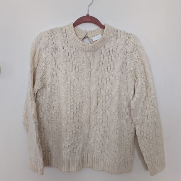 Preppy Y2K Style Vila Women's Cream Sweater Cable Knit - Picture 4 of 9